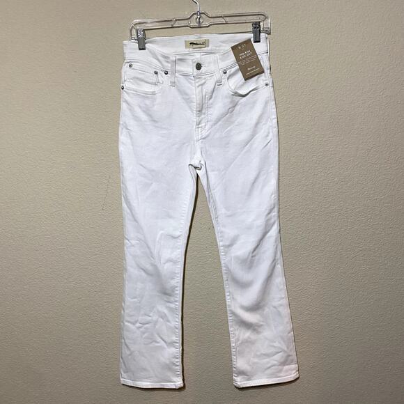 NWT MADEWELL Mid-Rise Kick-Out Size 27 Ankle-Length Pure White MSRP $128 - Picture 3 of 10
